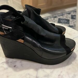 Eileen Fisher leather wedges
